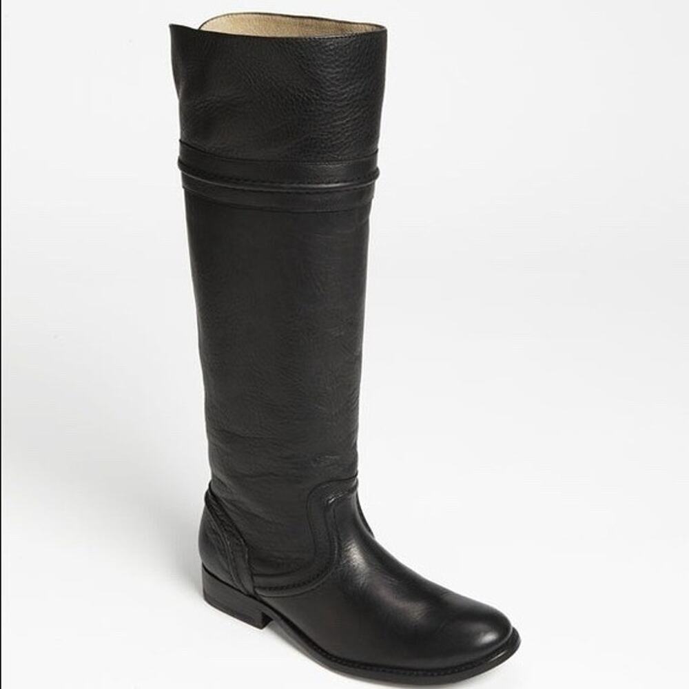 Frye 'Melissa Trapunto' Boot Black Leather Knee High Western 6